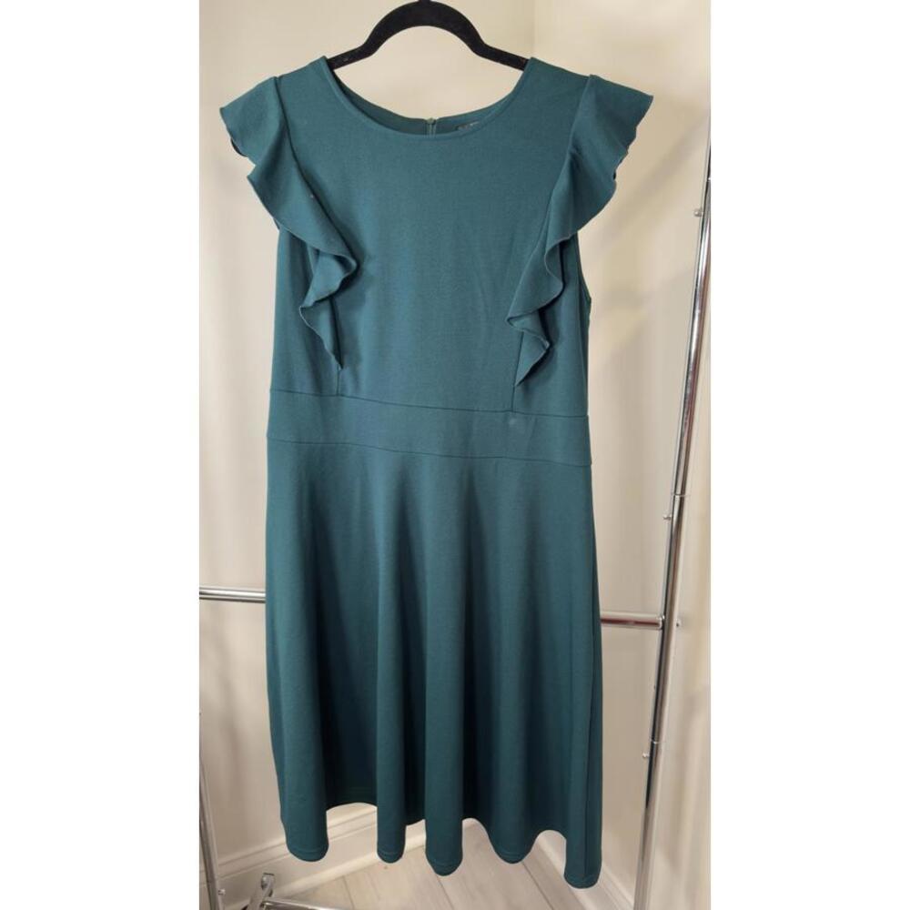 Yathon Teal Ruffled Dress - Size XL